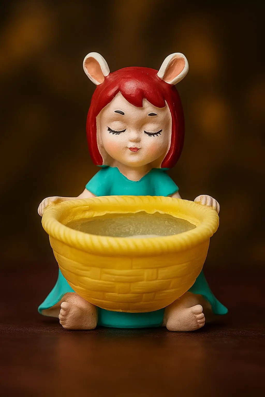 Red-Haired Mouse Figurine Bowl