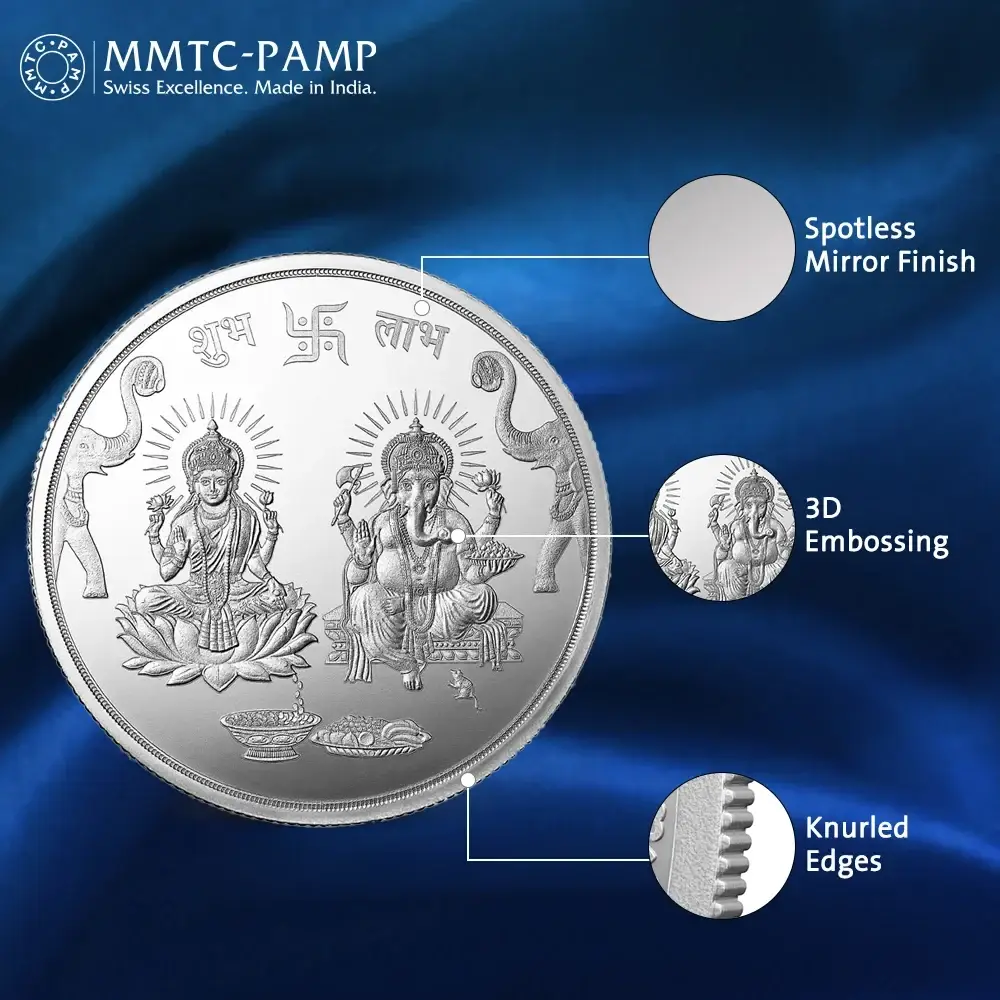 MMTC-PAMP Silver Coin 10 GMS LAKSHMI GANESH view 2