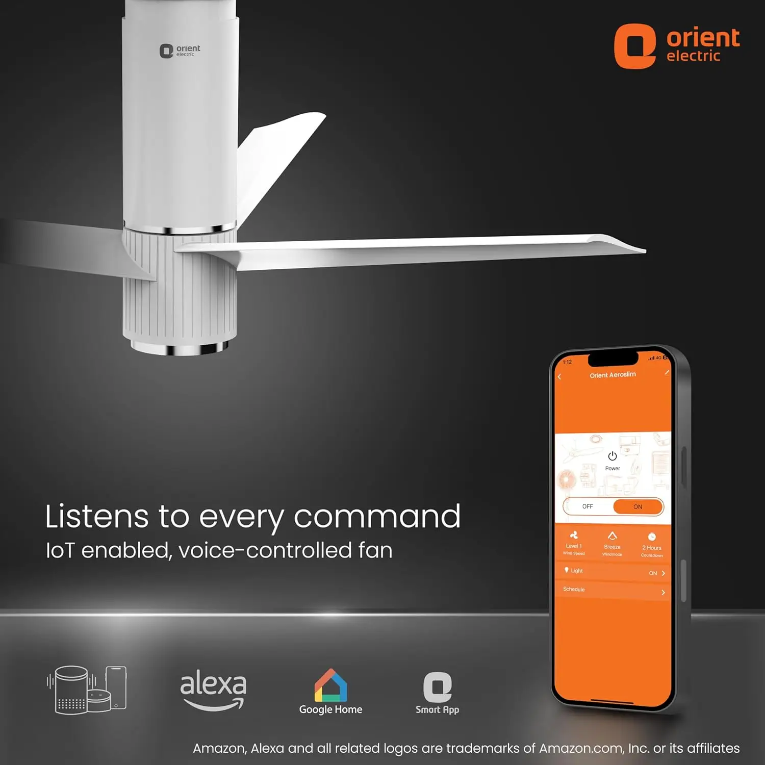 Orient Aeroslim IoT Remote with Light 1200mm Ceiling Fan view 3