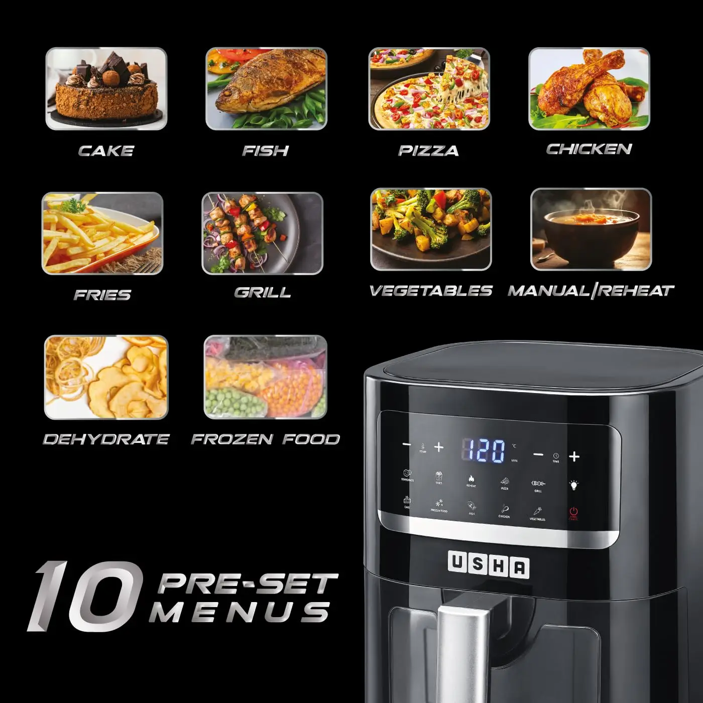 Usha i Chef Smart 4.5 Litre Air Fryer view 6