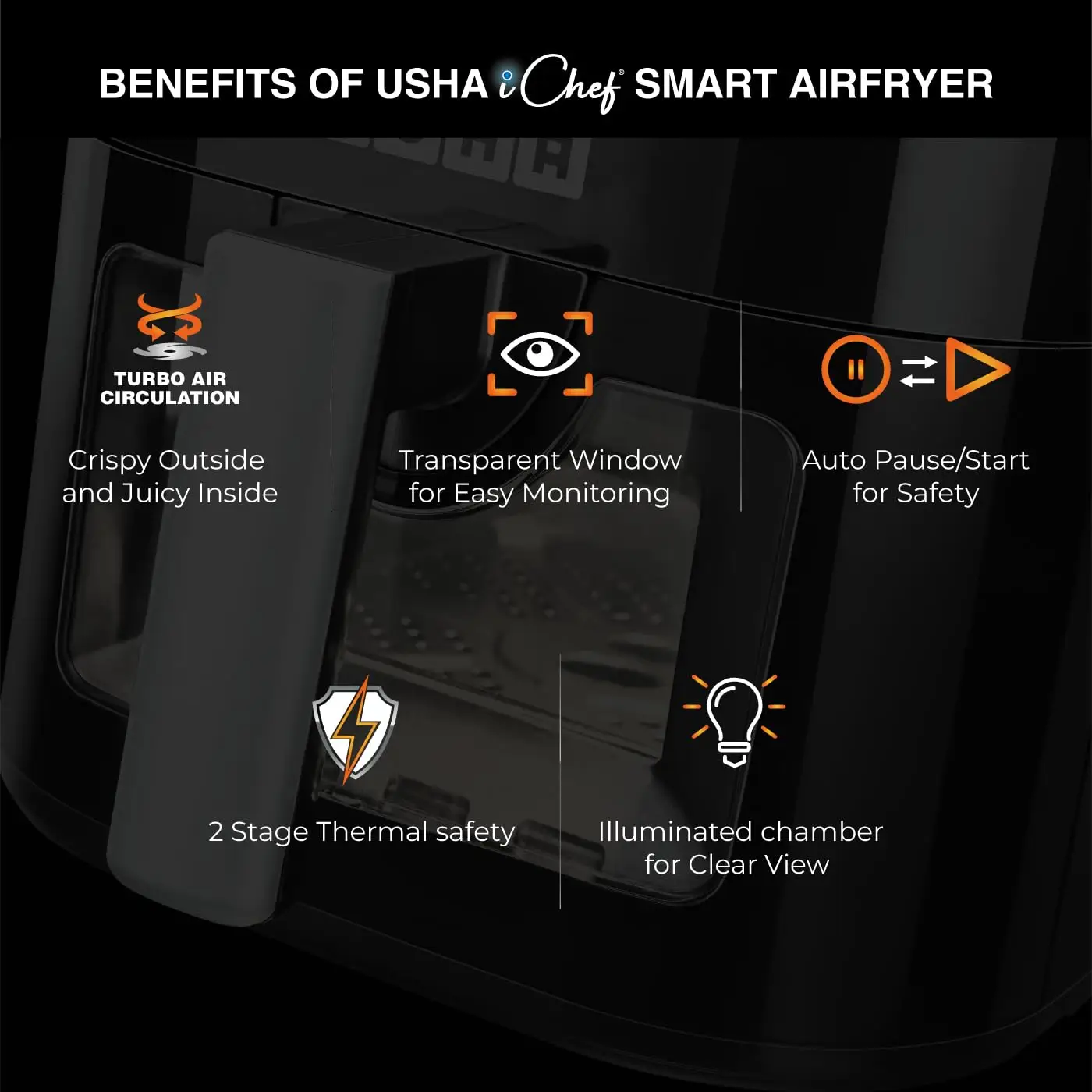 Usha i Chef Smart 4.5 Litre Air Fryer view 7
