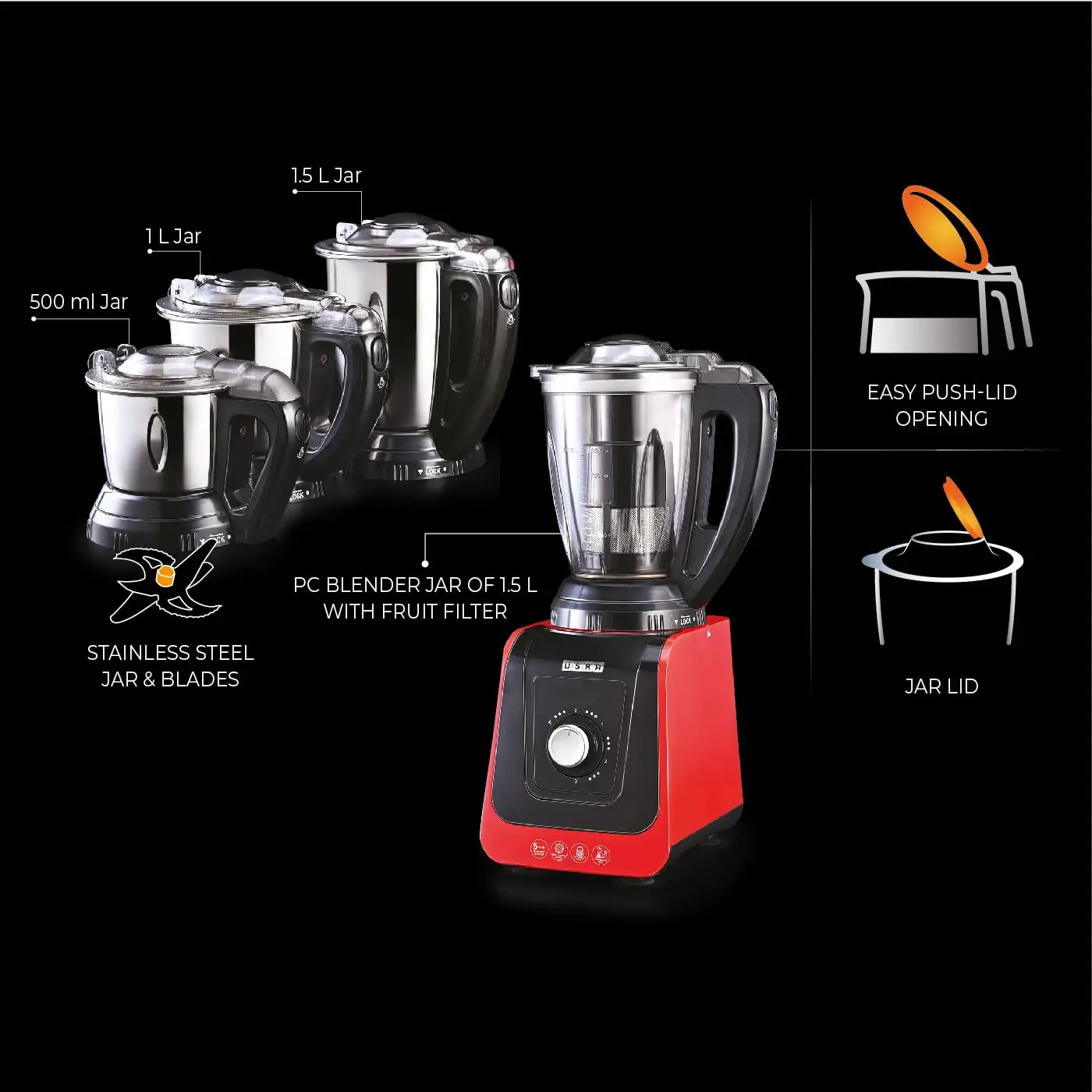 Usha IChef 750 Watt Copper Motor Mixer Grinder view 4