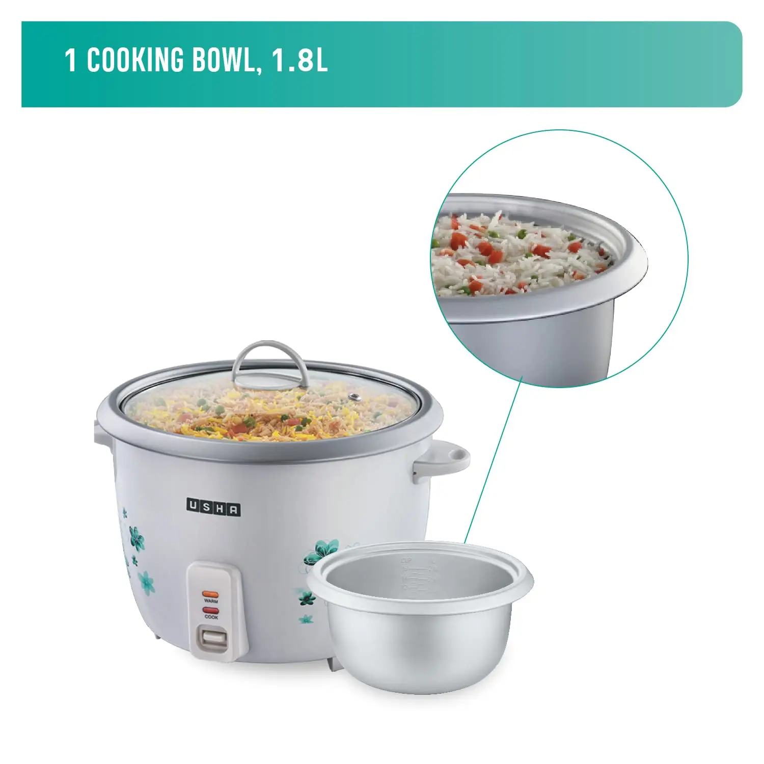 Usha RC18GS2 1.8 Litre Electric Rice Cooker view 3