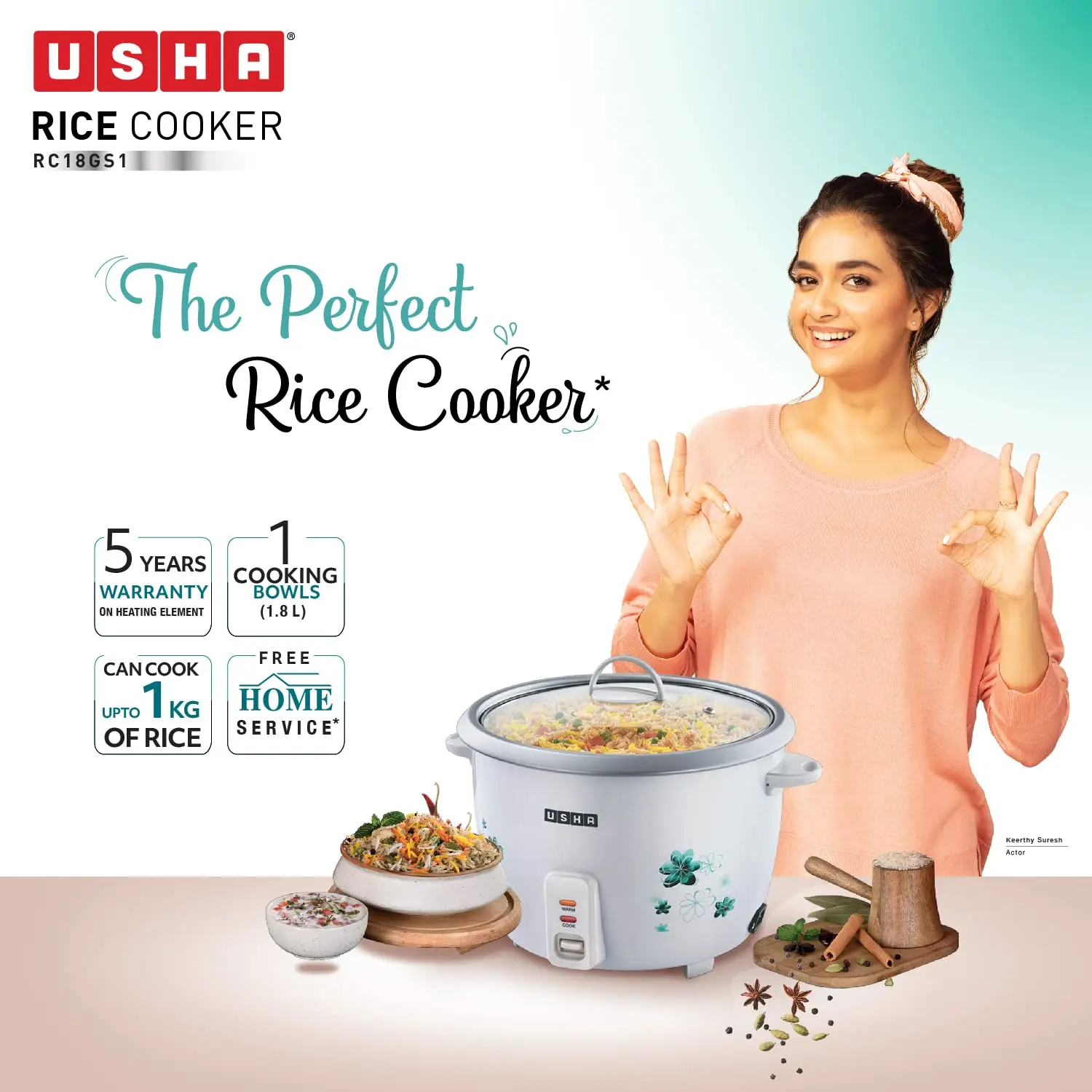 Usha RC18GS2 1.8 Litre Electric Rice Cooker view 4