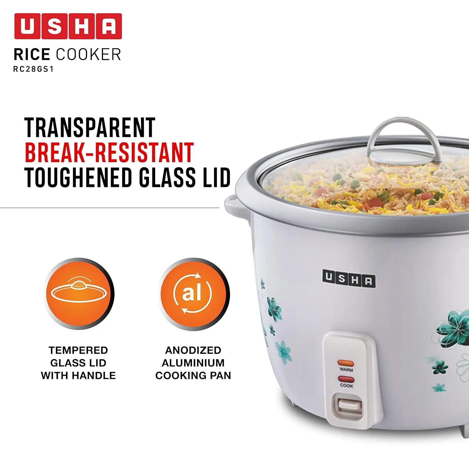 Usha RC28GS1 2.8 Litre Electric Rice Cooker view 7
