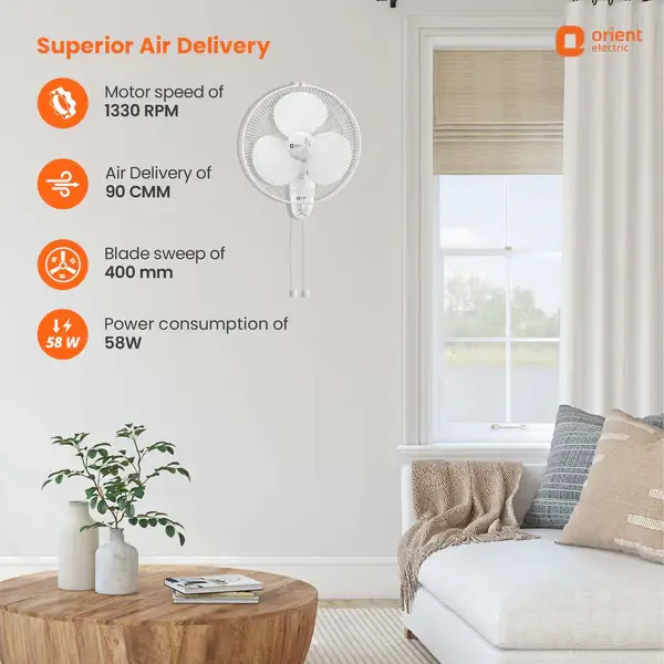 Orient Wall 44 400mm Wall Fan view 3