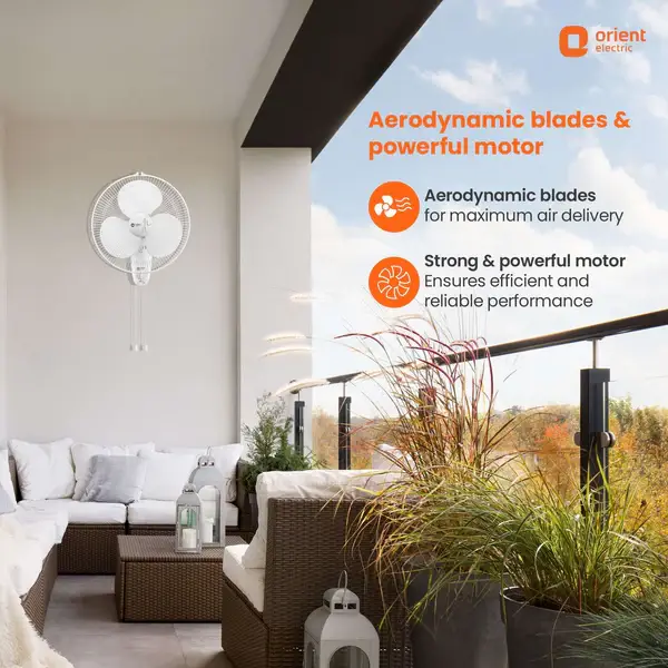 Orient Wall 44 400mm Wall Fan view 4