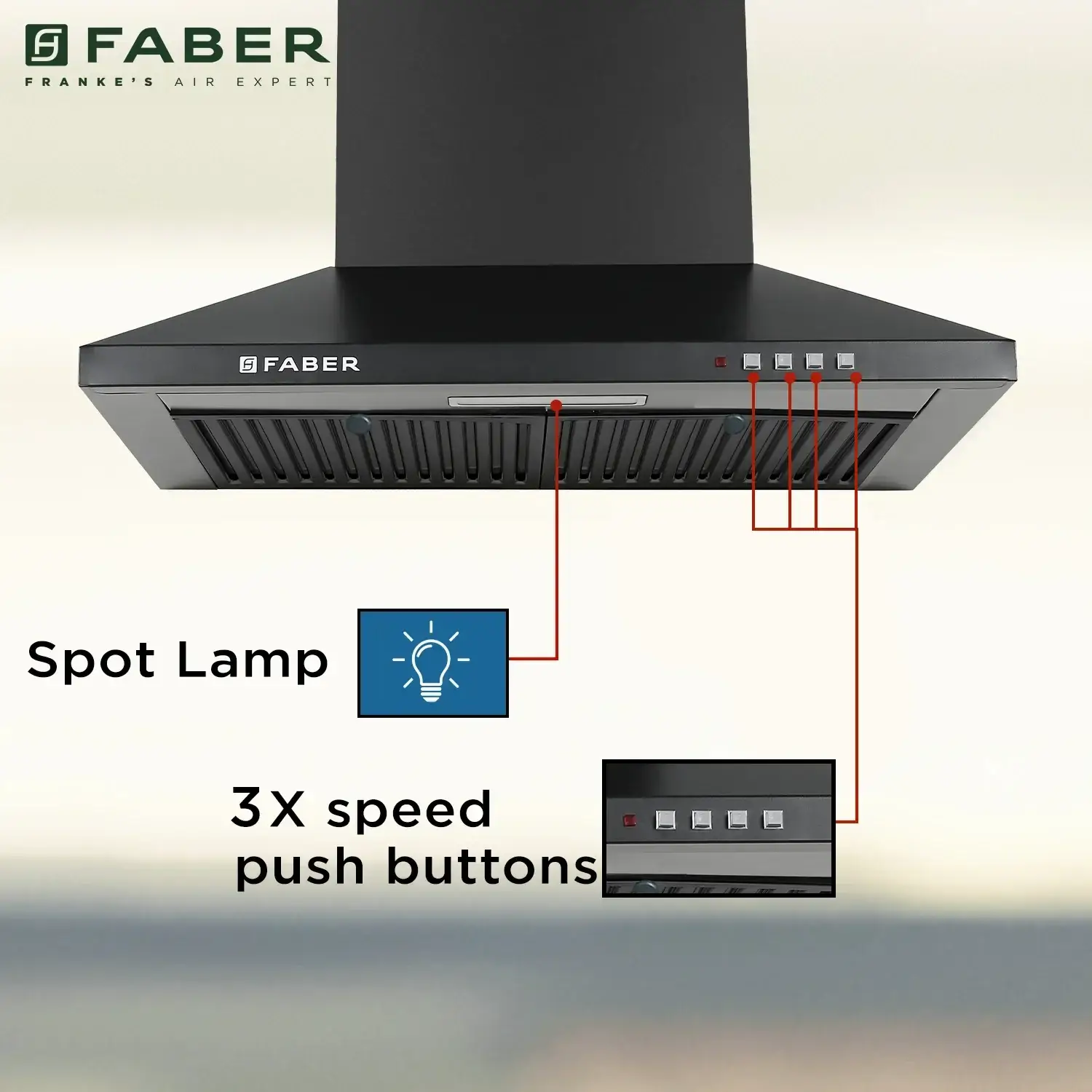 Faber Hood Pluto PB BF BK 60 Chimney view 4