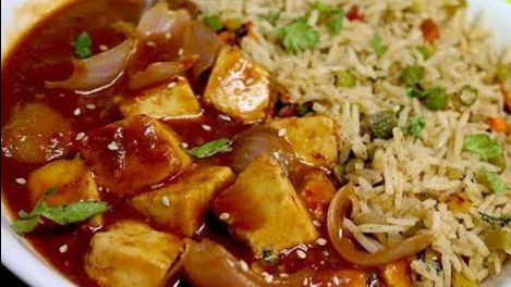 Chilli Paneer with Fried Rice