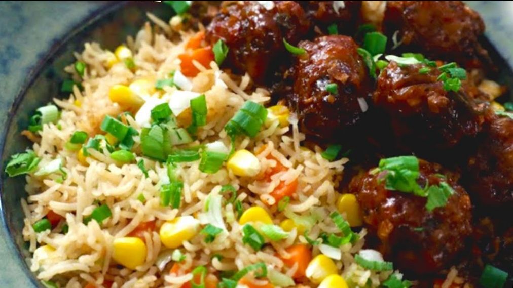 Vegetable Manchurian with Fried Rice