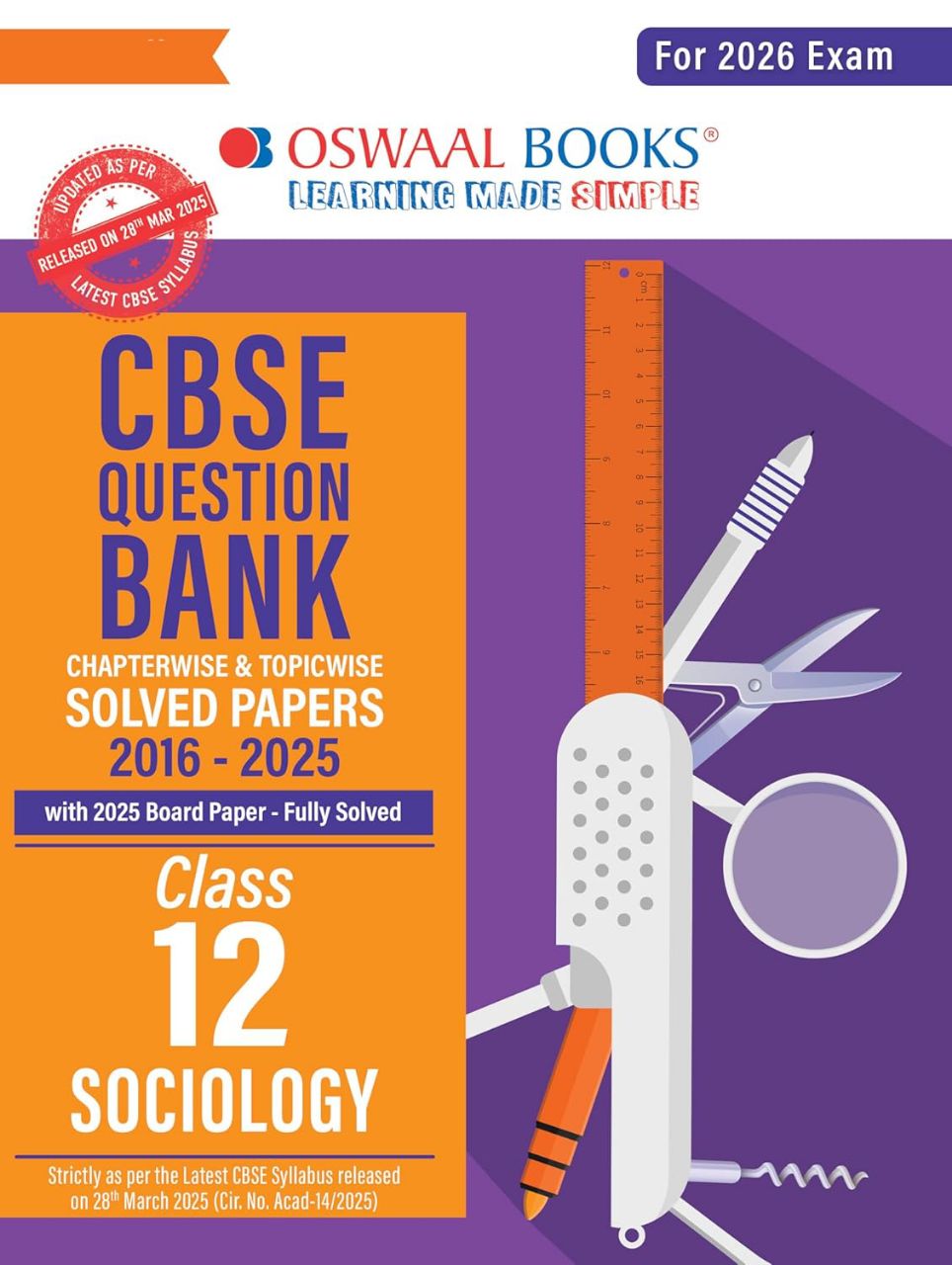 Oswaal CBSE Question Bank Chapterwise and Topicwise Solved Papers Class 12 Sociology For Exam 2026 | 9789362390875