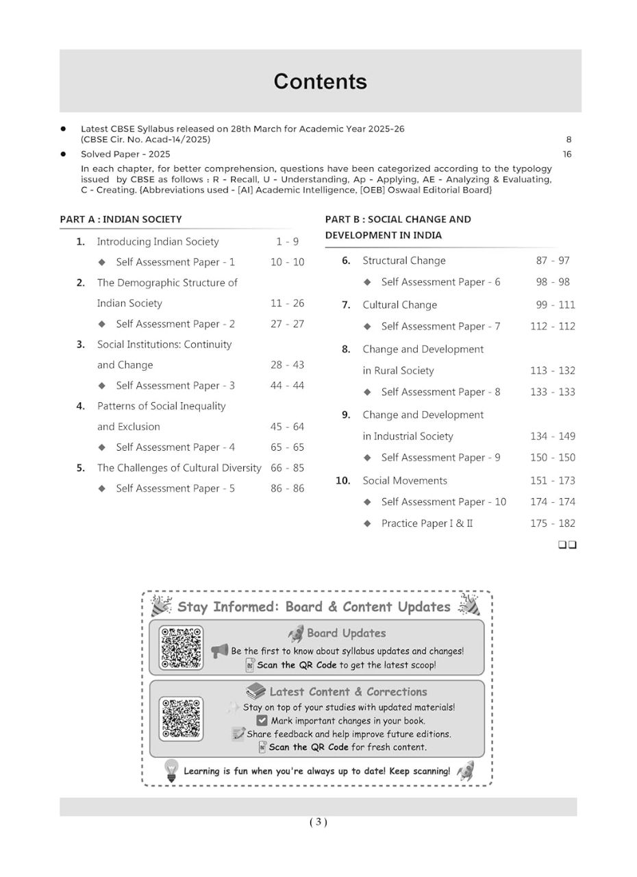 Oswaal CBSE Question Bank Chapterwise and Topicwise Solved Papers Class 12 Sociology For Exam 2026 | 9789362390875 view 2