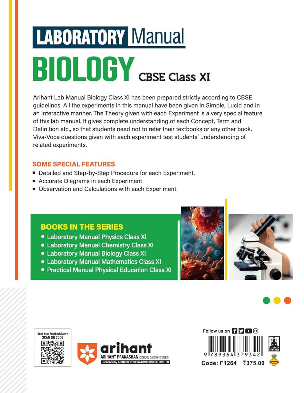 Arihant CBSE Class 11 Biology Lab Manual | 9789364379342 | F1264 view 4