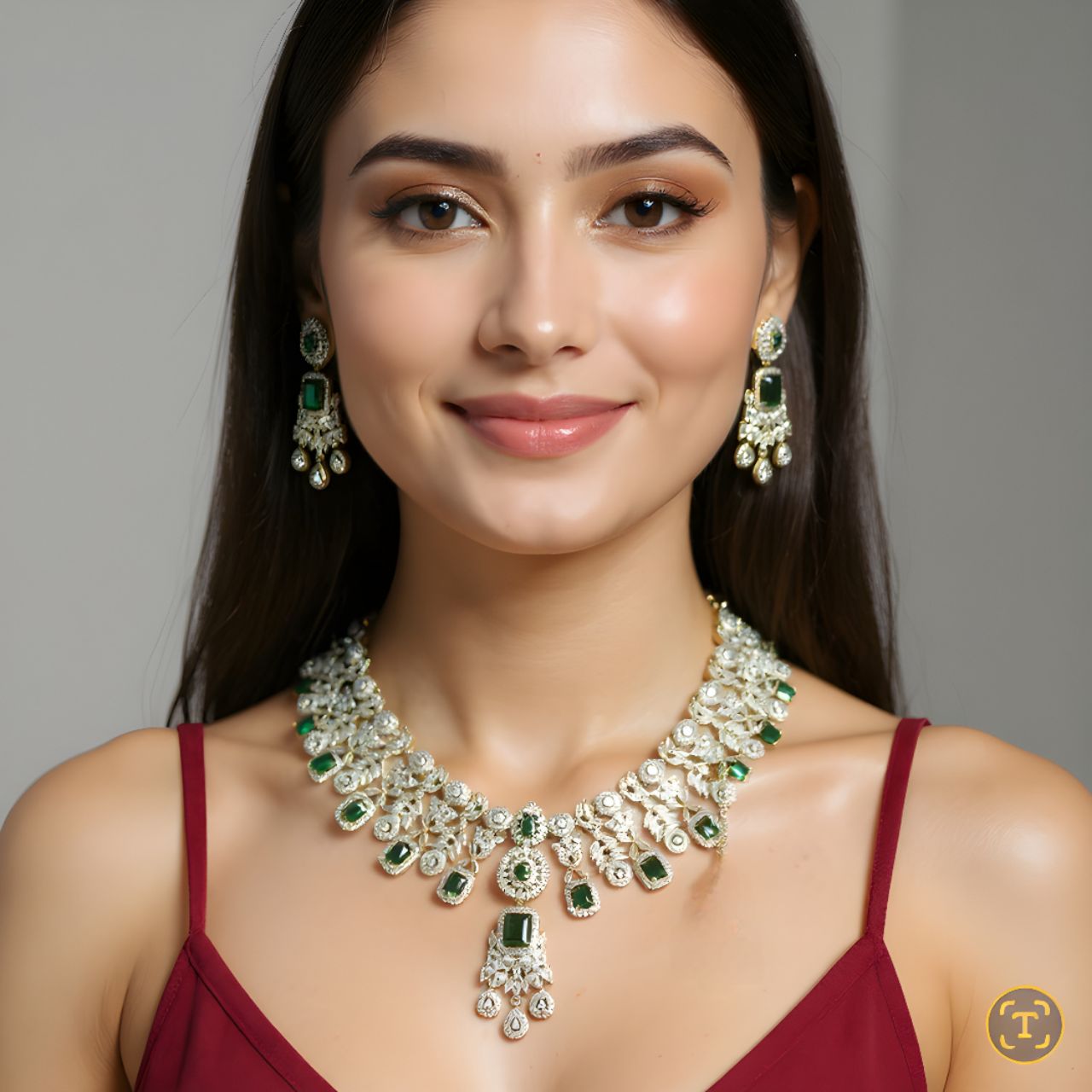 Emerald & Diamond Necklace Set