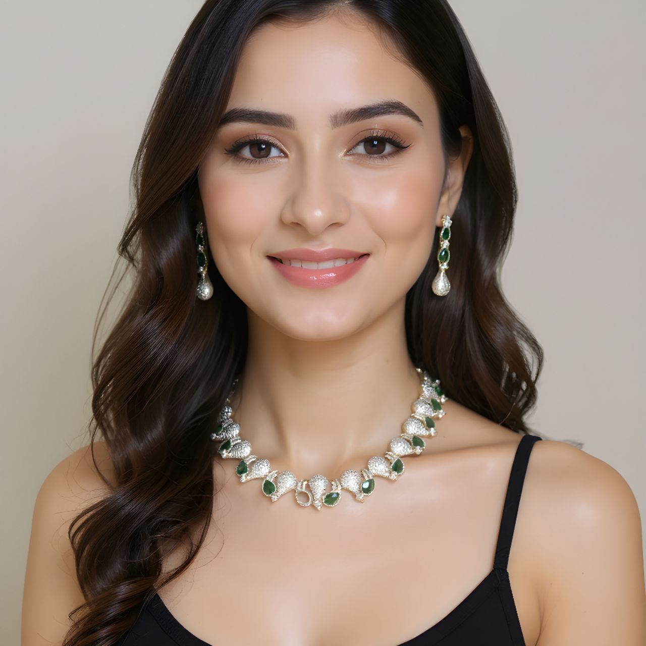 Emerald and Diamond Necklace Set