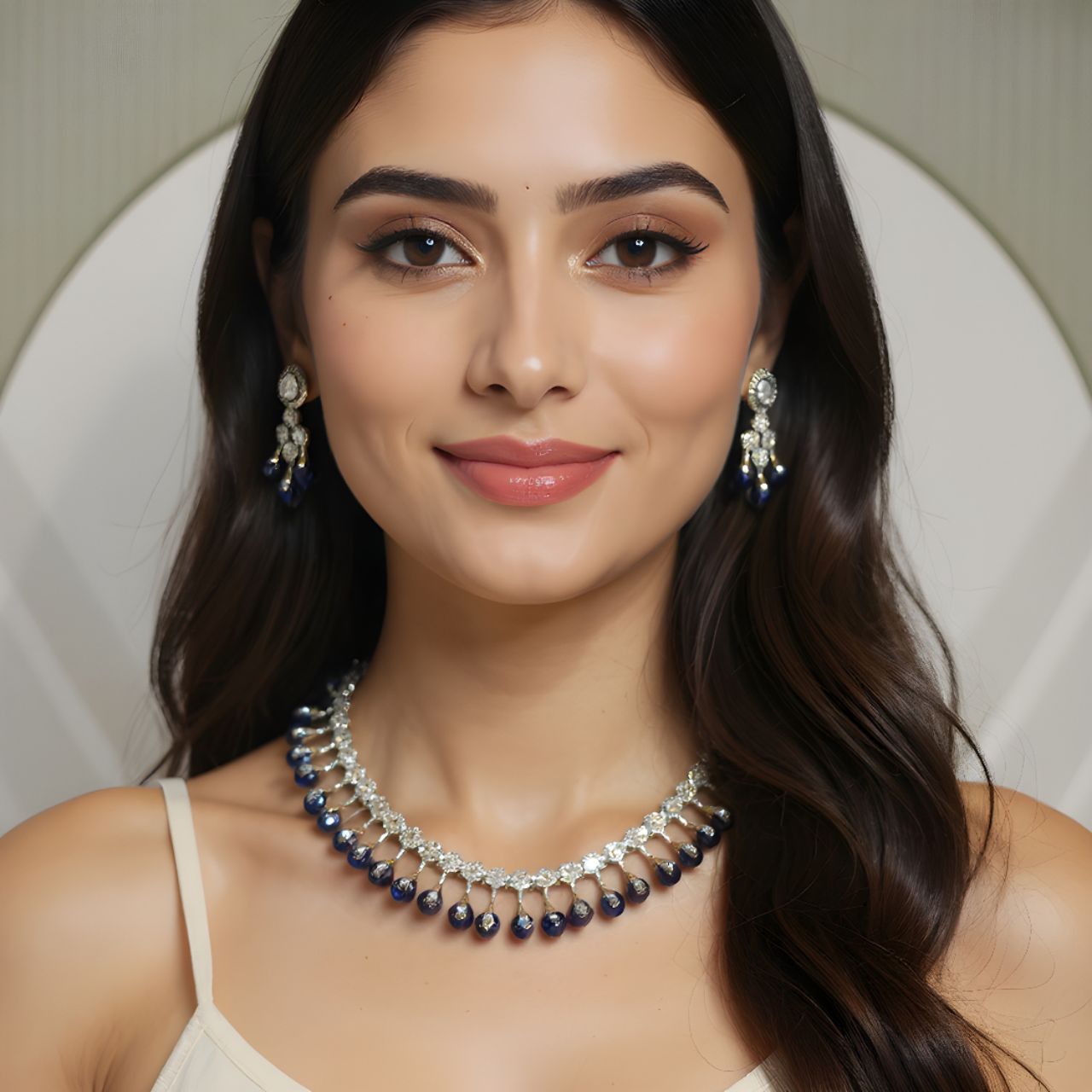 Elegant Blue Sapphire Necklace Set