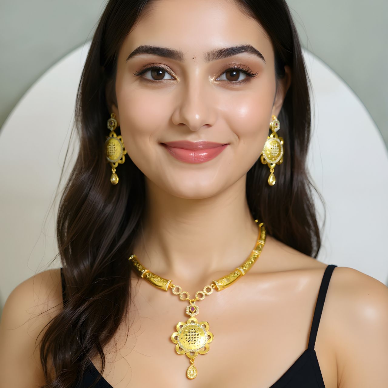 Devangna Traditional Gold Necklace Set