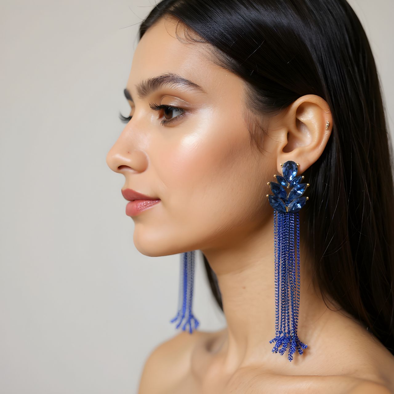 Blue Tassel Earrings