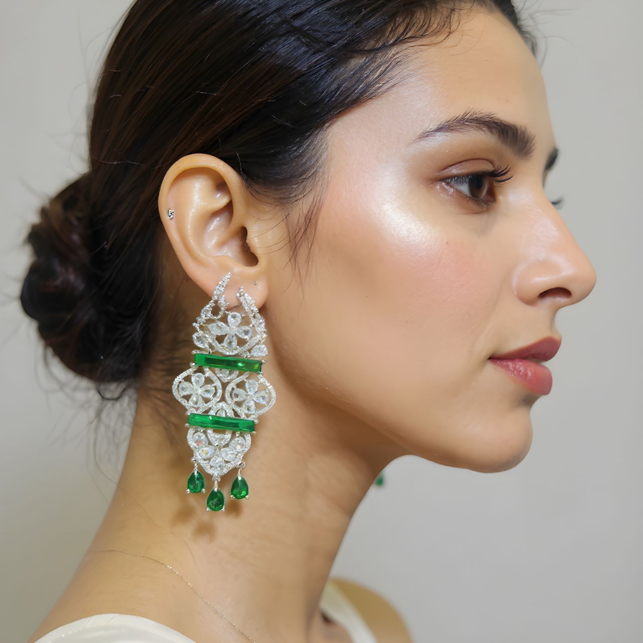 Green Crystal Chandelier Earrings