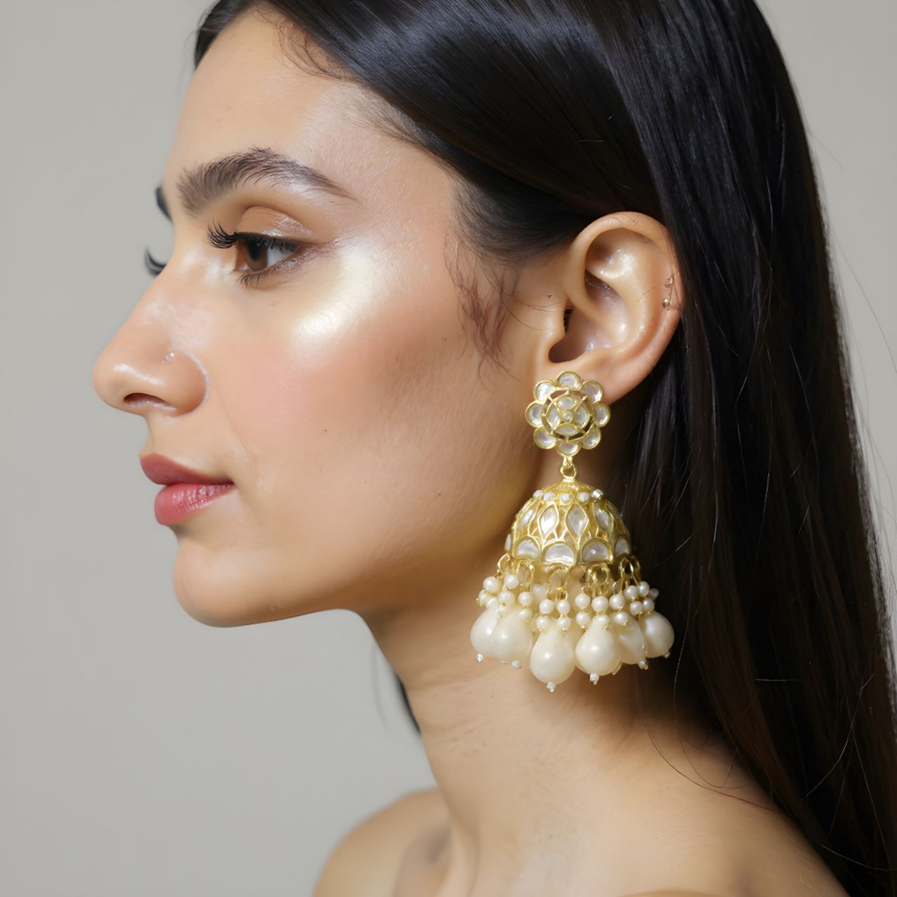 Gold-Plated Kundan Earrings