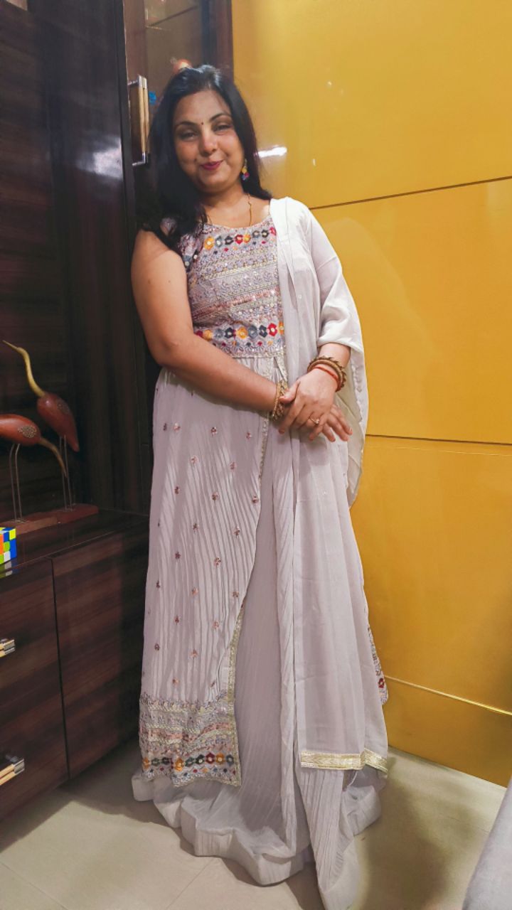 Embroidered Shrug Skirt Suit view 3
