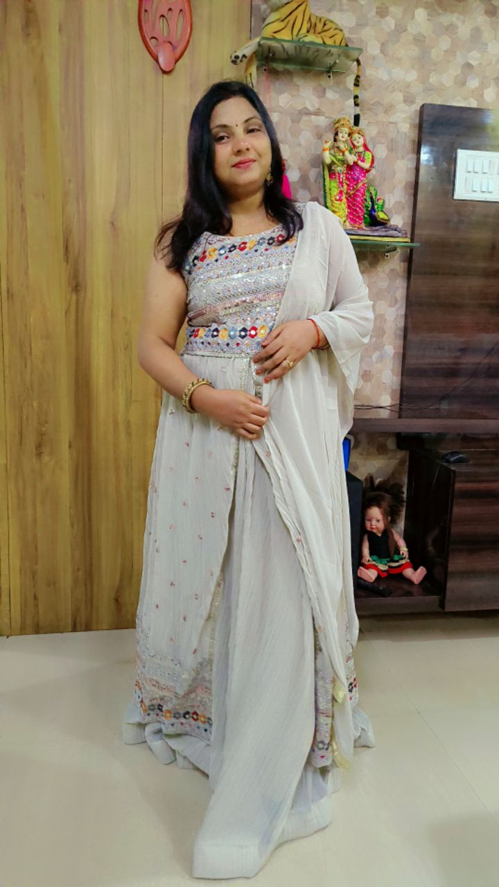 Embroidered Shrug Skirt Suit