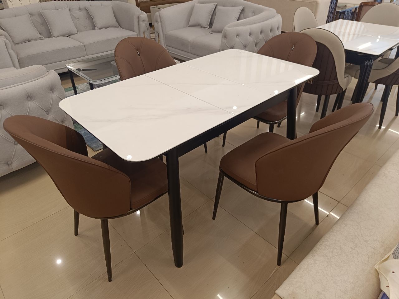 The Aura Extendable Dining Table Set with Brown Chairs view 5