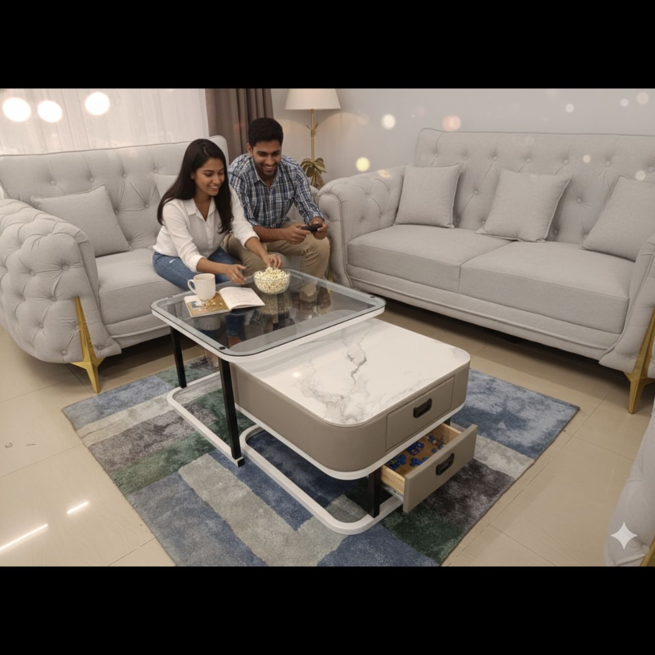 The Orion Modern Nesting Coffee Table Set with Storage