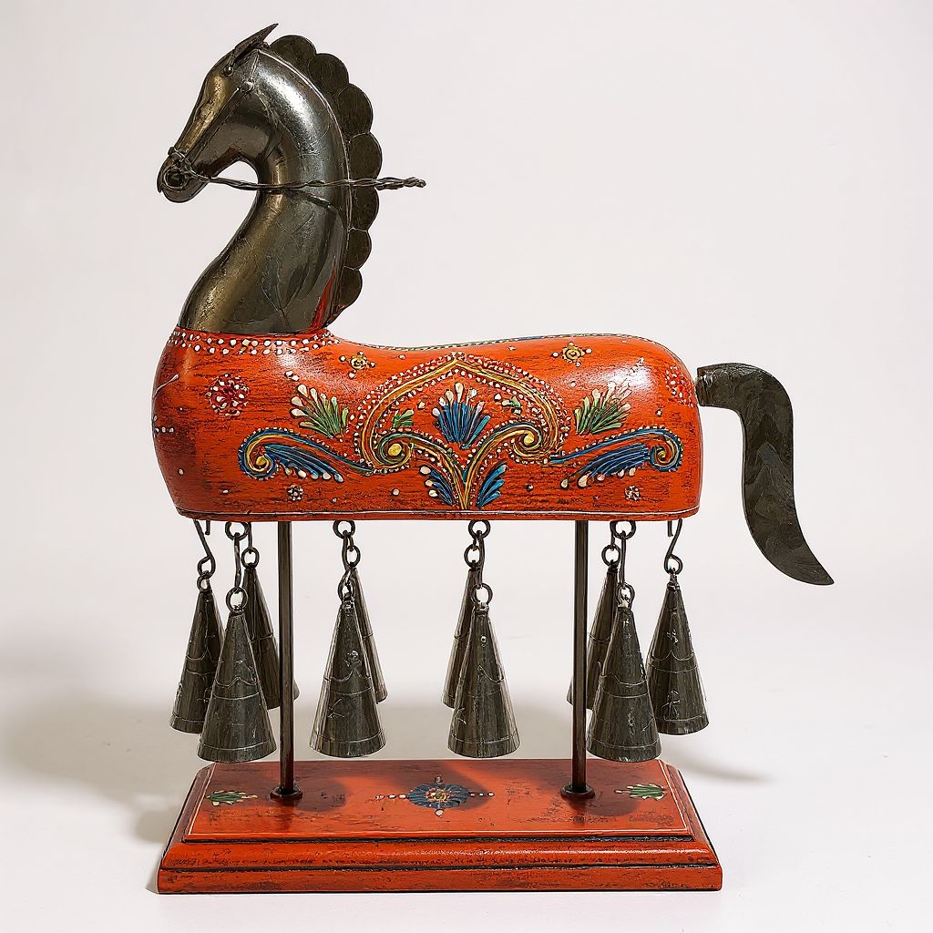Decorative Painted Horse with Bells