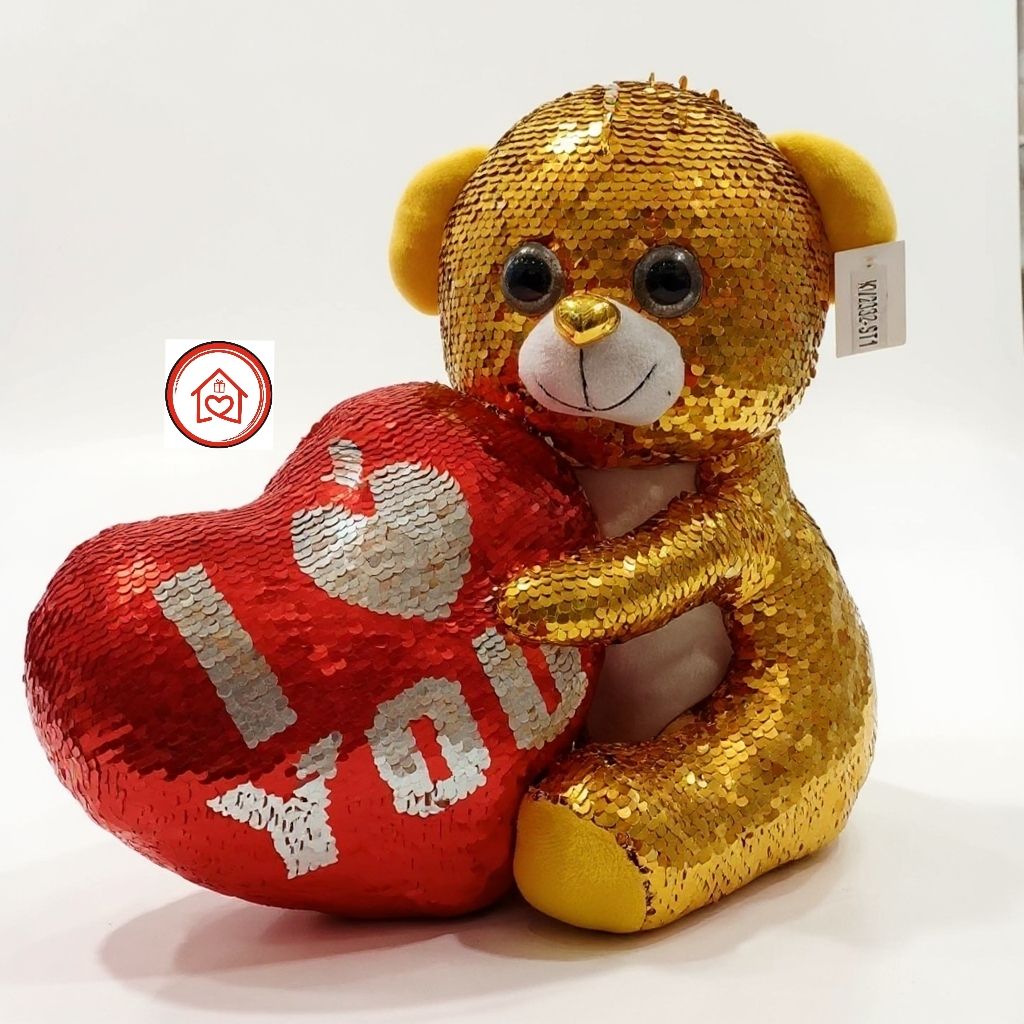 Sequin Teddy Bear with Heart