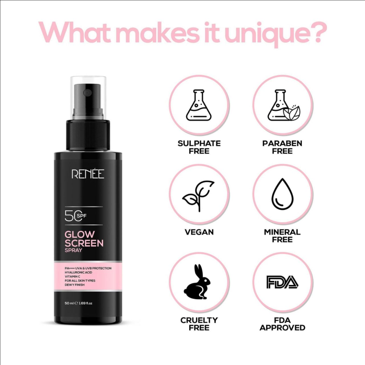 RENEE Glowscreen SPF 50 Sunscreen Spray view 5