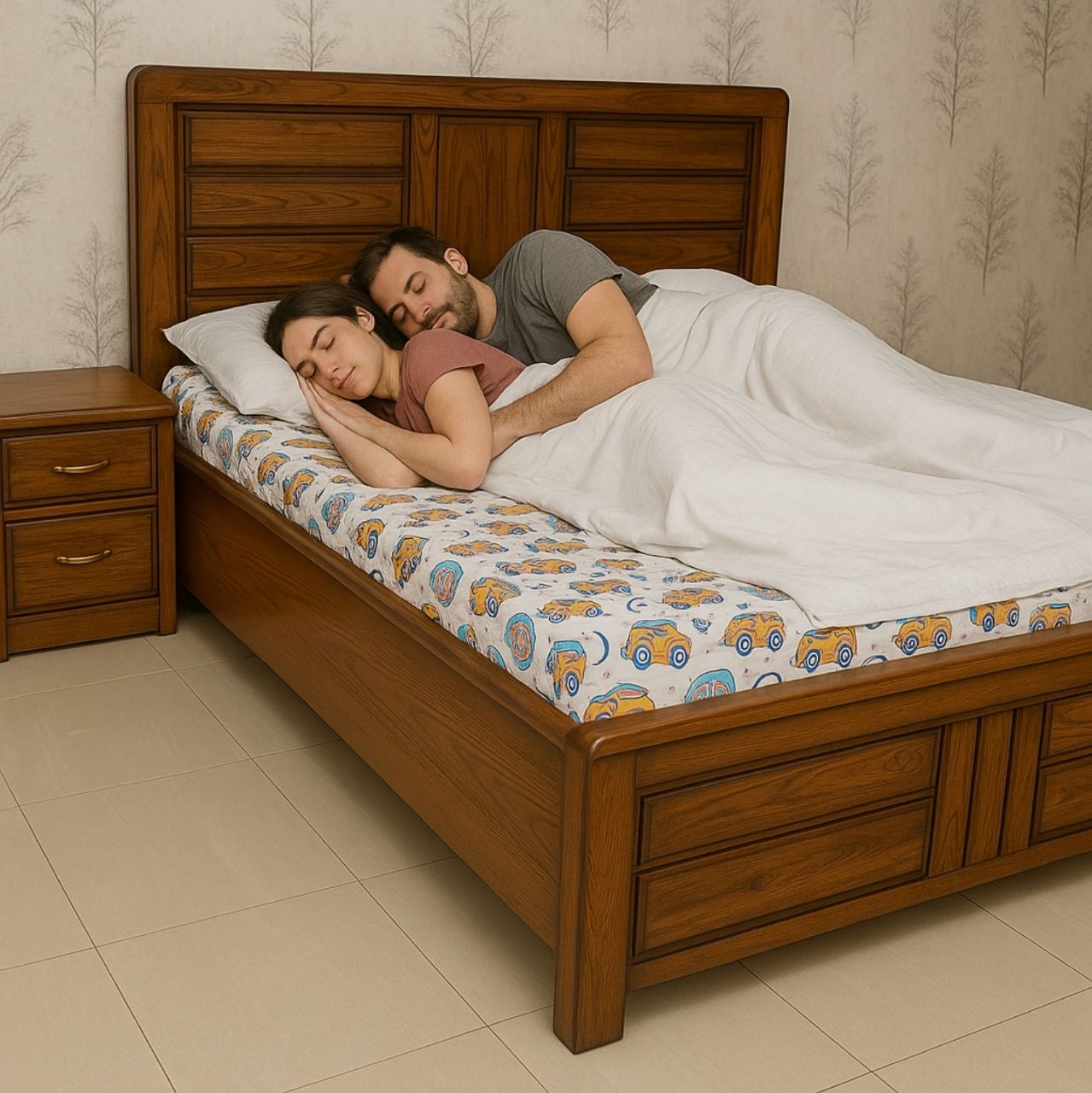 The "Heritage" Classic Teak Wood Hydraulic Bed Set