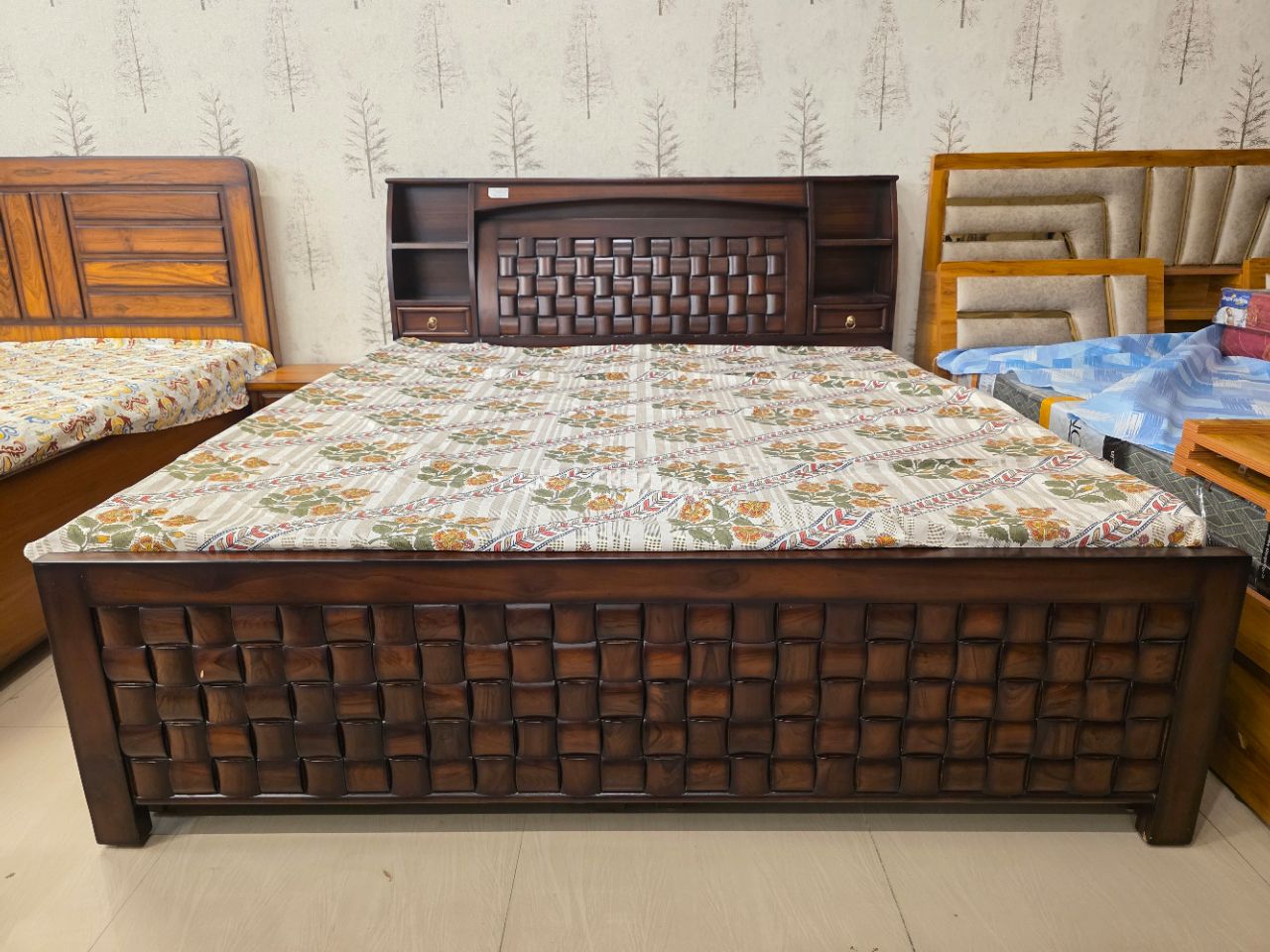 The "Artisan Weave" Teak Wood Hydraulic Storage Bed view 2