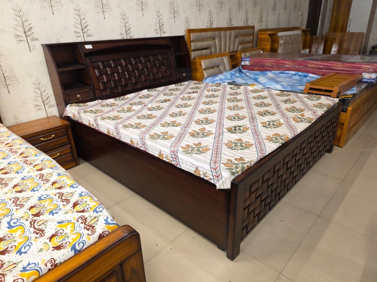 The "Artisan Weave" Teak Wood Hydraulic Storage Bed view 3