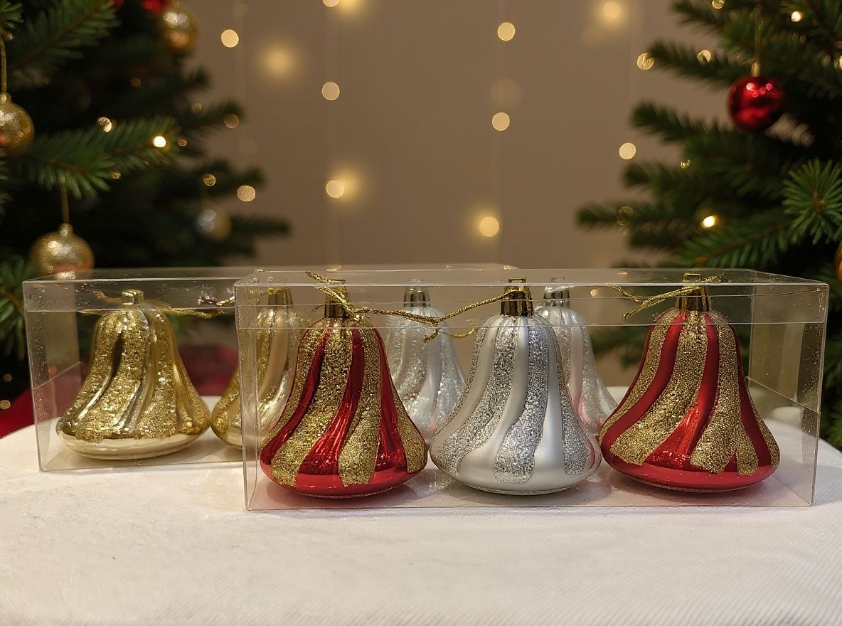 Silver Bell Cristmas Ornaments 3/10"