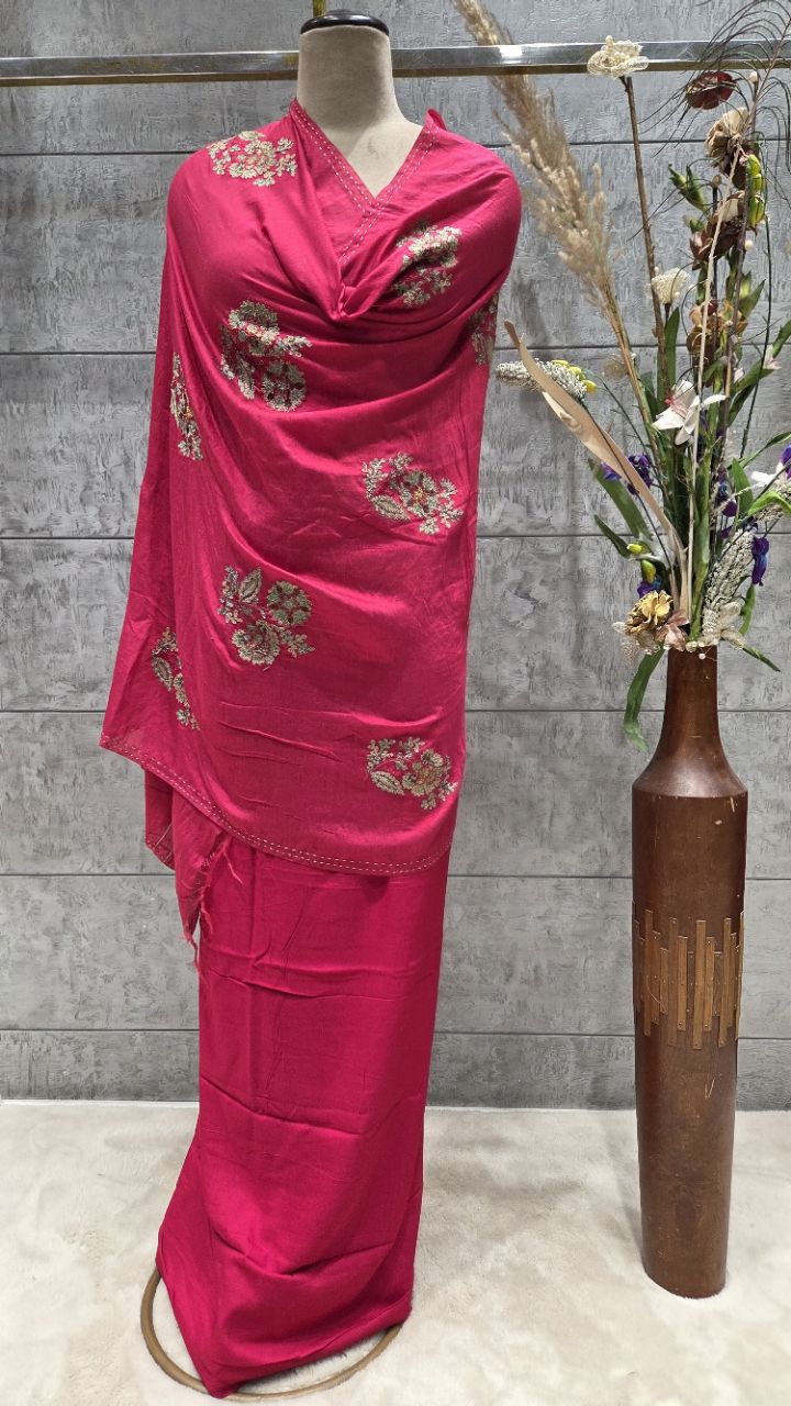 Embroidered Unstitched Pink Salwar Kameez view 7