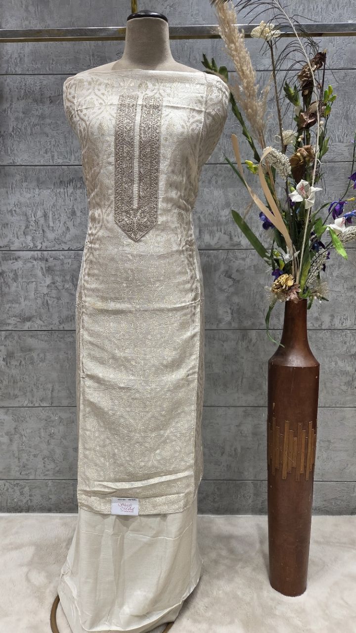 Elegant Unstitched Silk Suit view 4