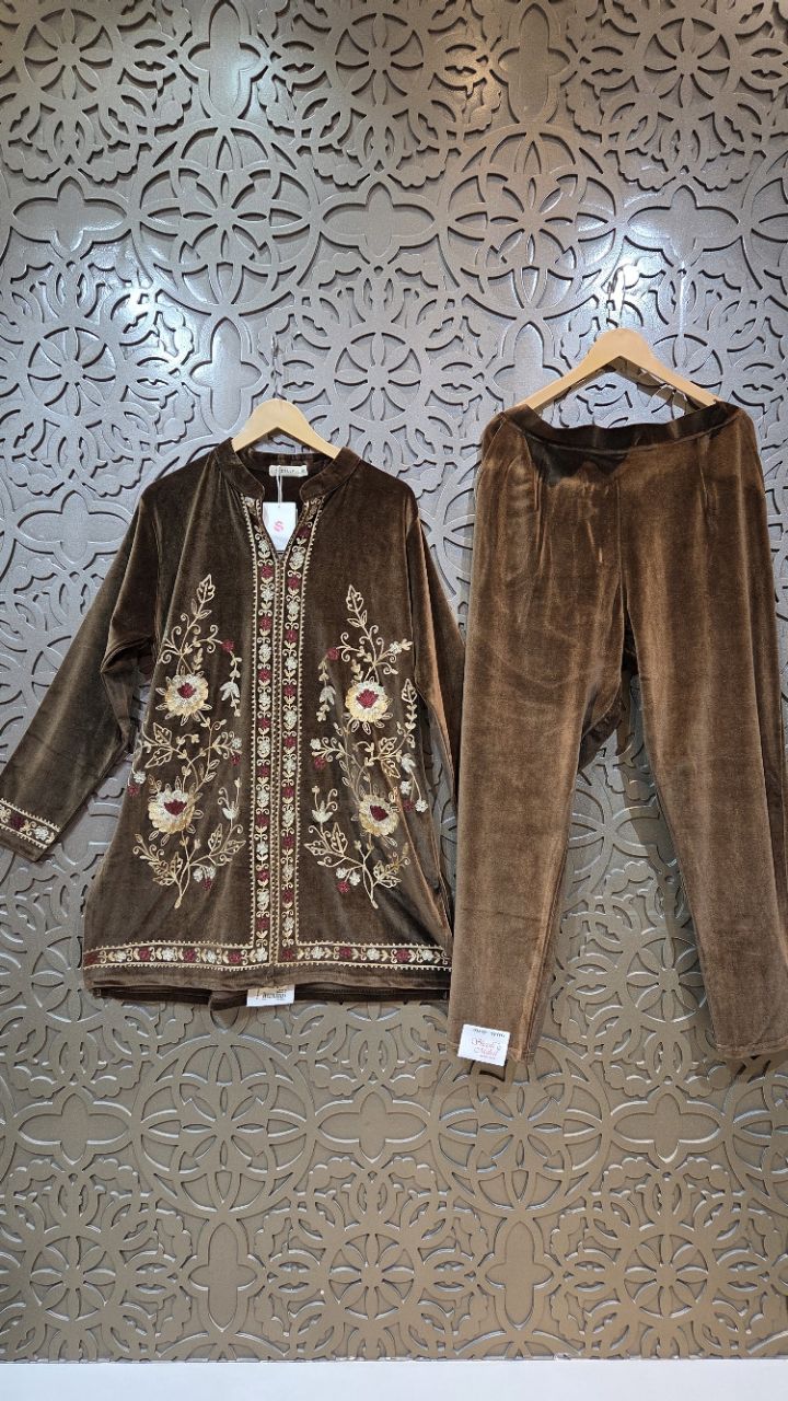 Embroidered Velvet Suit view 2