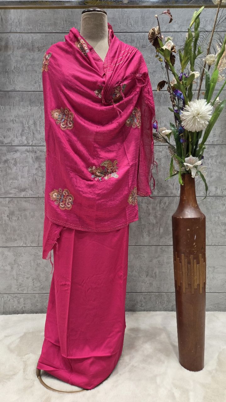 Elegant Unstitched Pink Salwar Kameez view 7