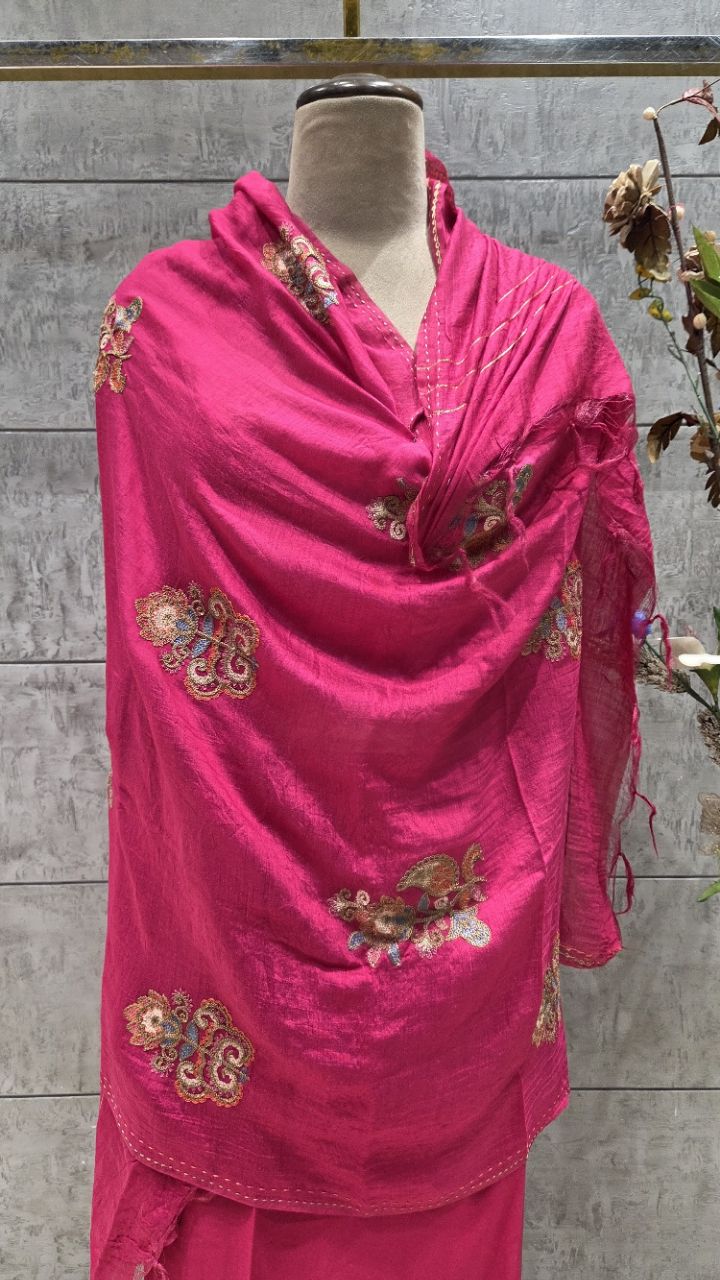 Elegant Unstitched Pink Salwar Kameez view 6