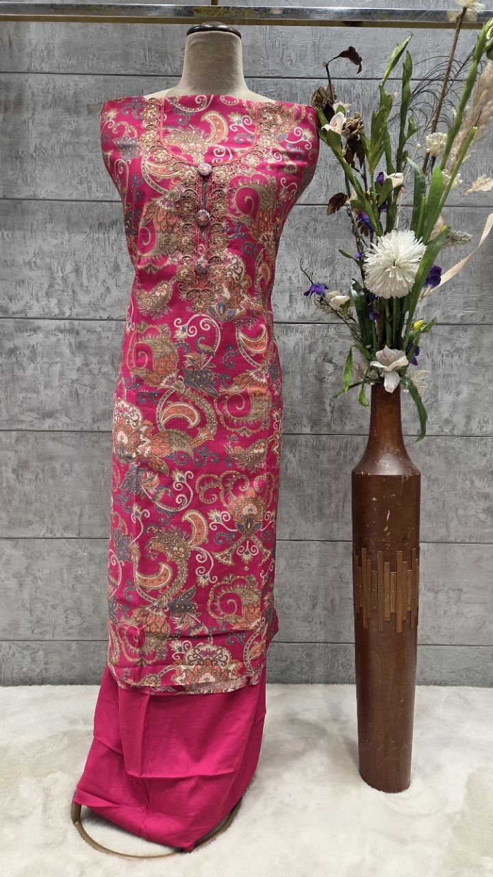 Elegant Unstitched Pink Salwar Kameez view 4