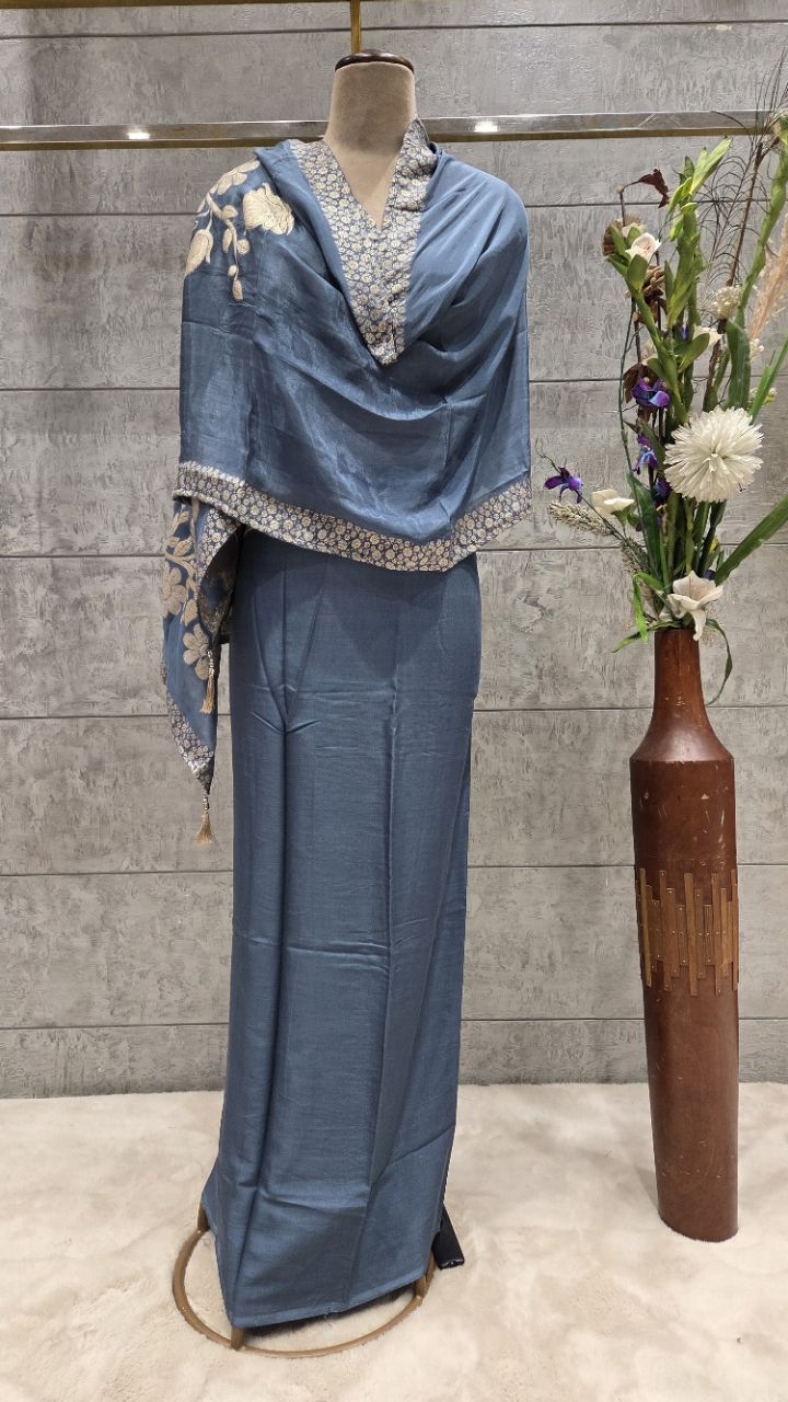 Embroidered Unstitched Kurti Set view 7
