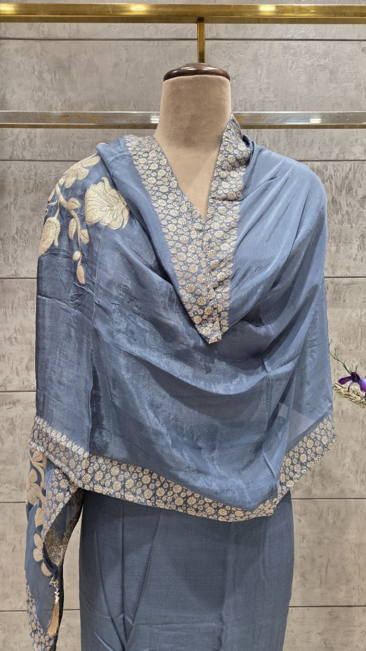 Embroidered Unstitched Kurti Set view 6