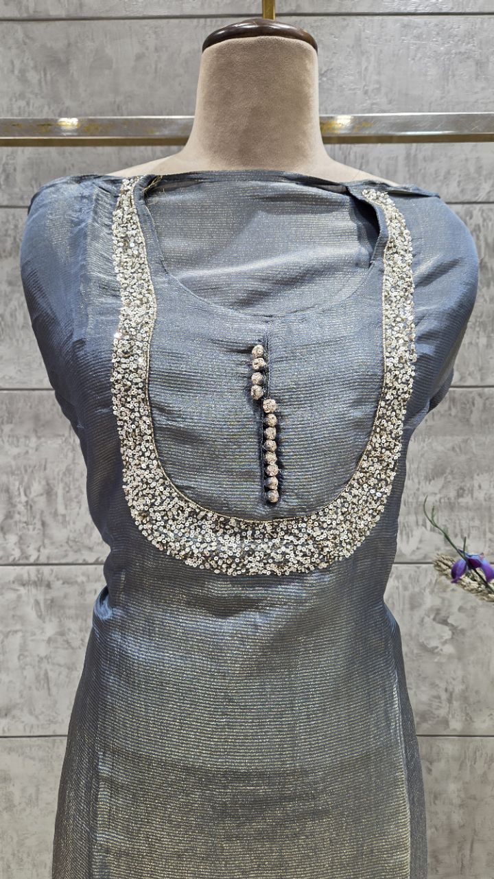 Embroidered Unstitched Kurti Set view 3