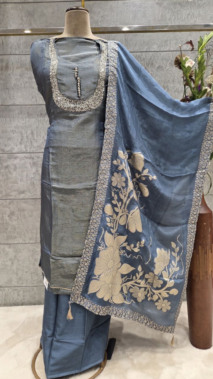 Embroidered Unstitched Kurti Set view 2