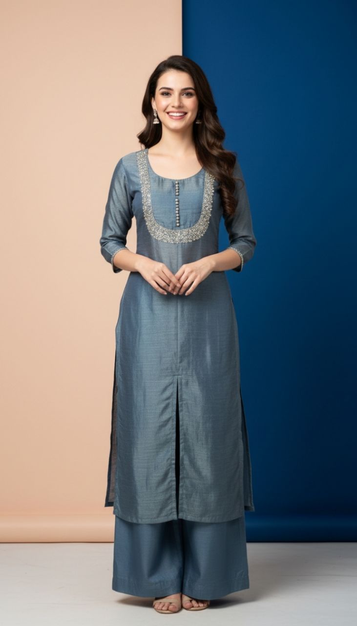 Embroidered Unstitched Kurti Set