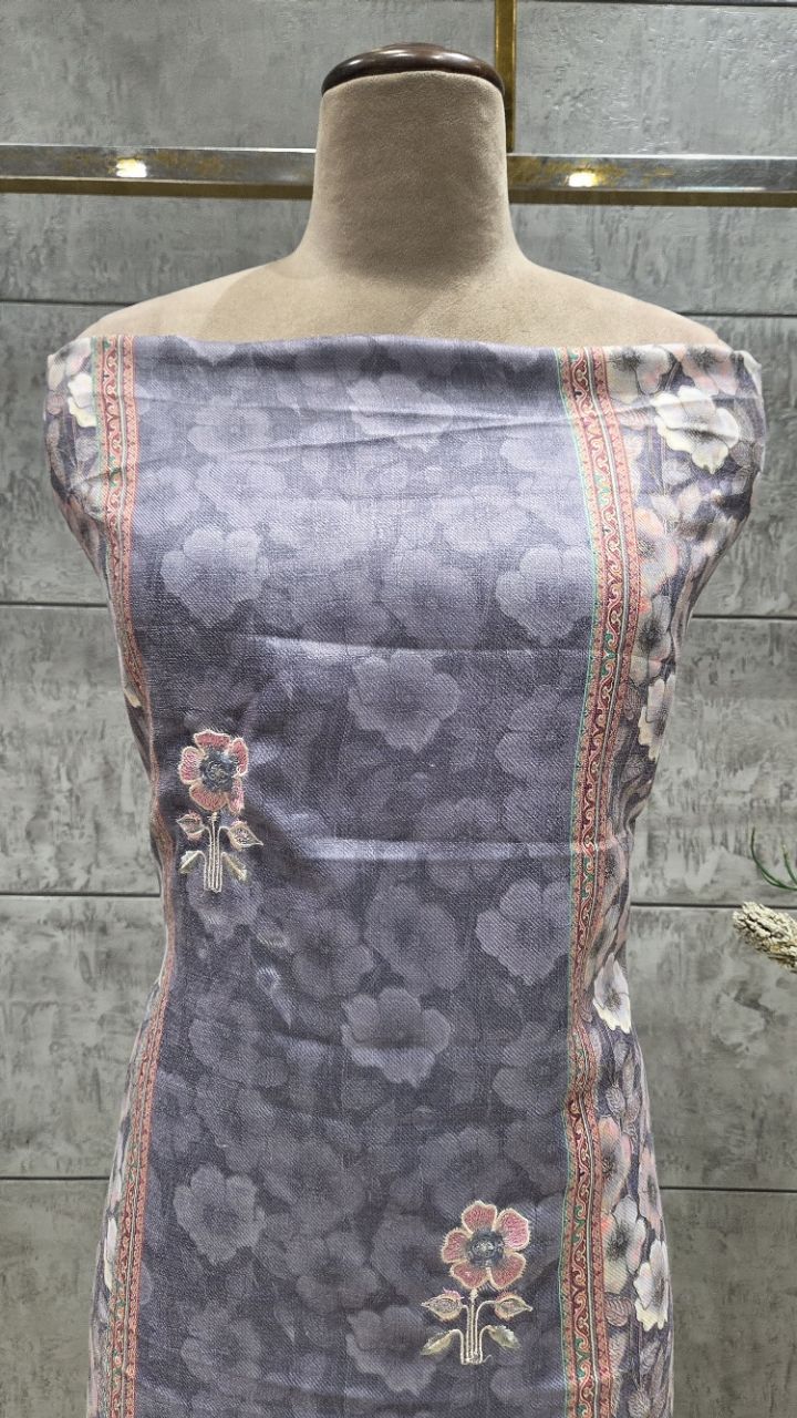 Lavender Floral Woolen Suit view 4