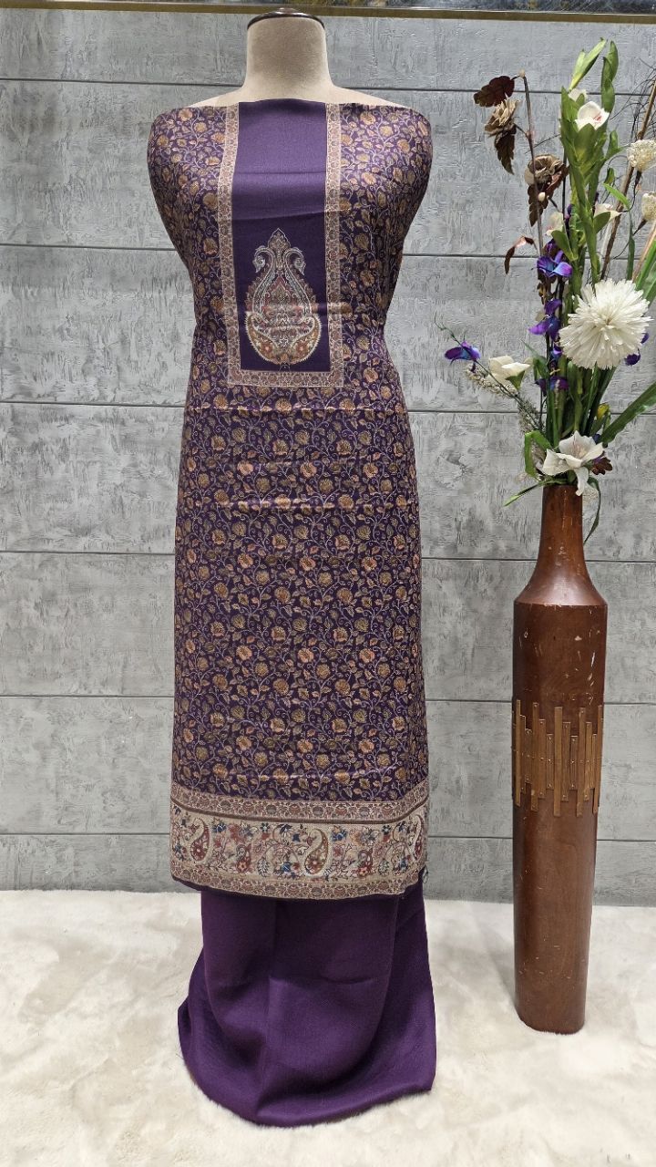 Traditional Unstitched Banarasi Woollen Suit view 4