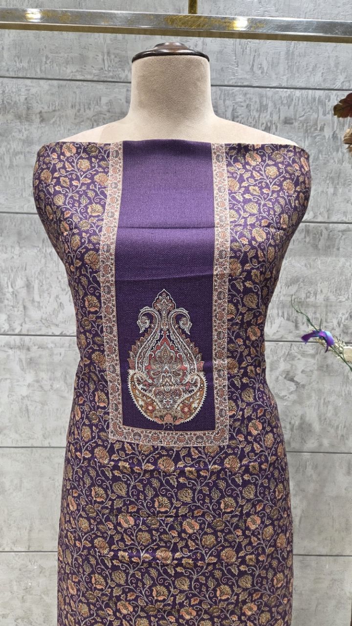 Traditional Unstitched Banarasi Woollen Suit view 3
