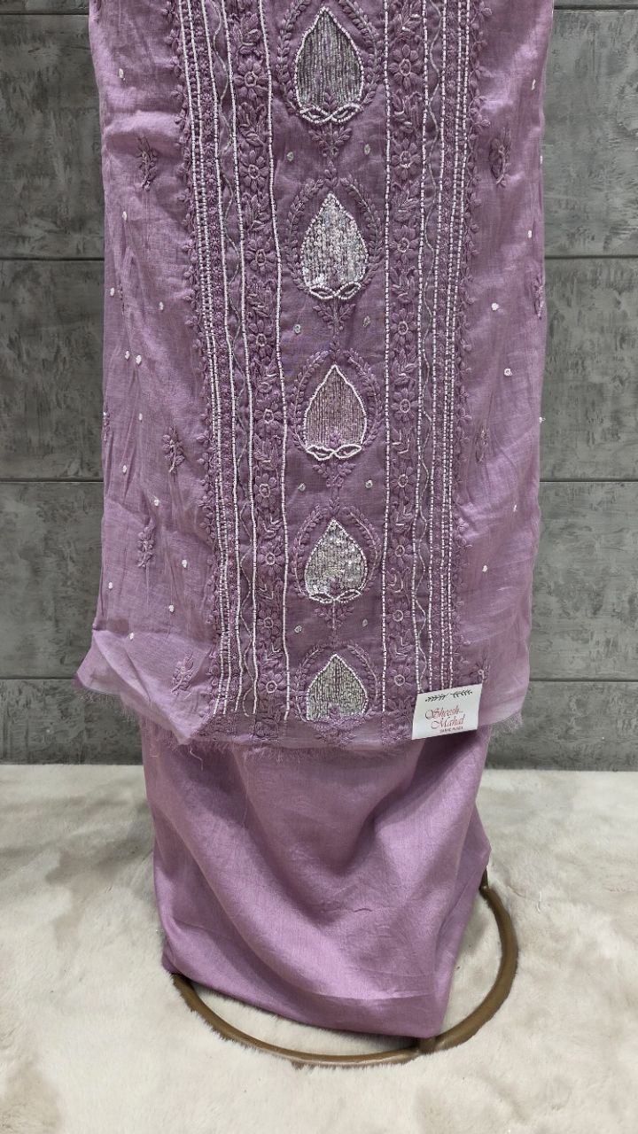 Lavender Embroidered Unstitched Kurti view 2